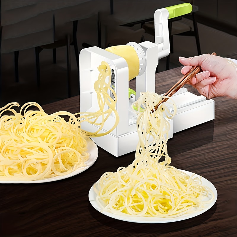 Rotary Vegetable Spiralizer & Potato Noodle Maker with Stainless Steel Drum Blades