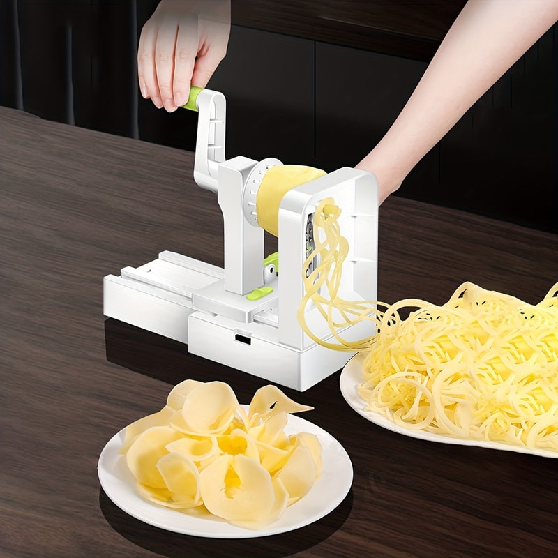 Rotary Vegetable Spiralizer & Potato Noodle Maker with Stainless Steel Drum Blades