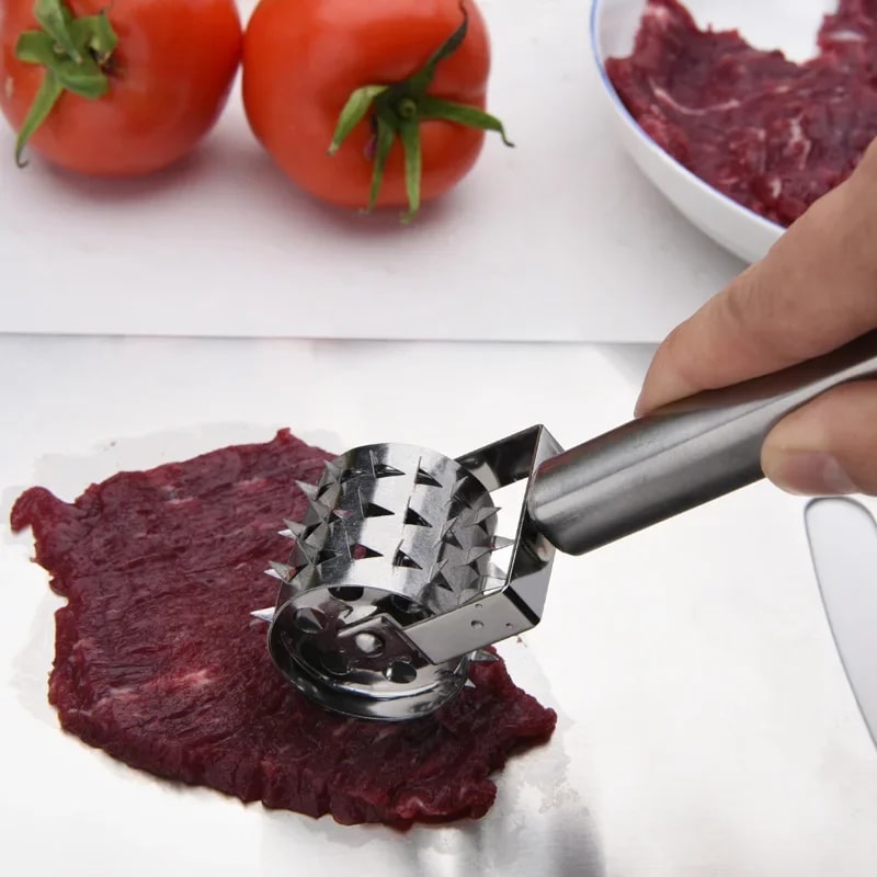 Stainless Steel Meat Tenderizer Roller Hammer For Steak Pork BBQ Prep 2