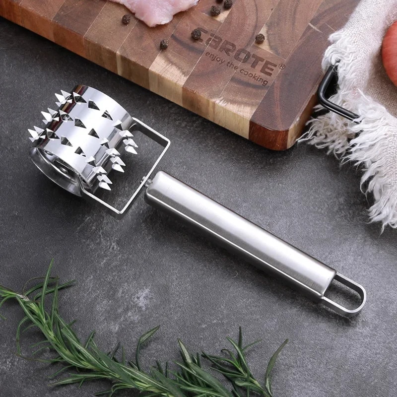 Stainless Steel Meat Tenderizer Roller Hammer For Steak Pork BBQ Prep 3