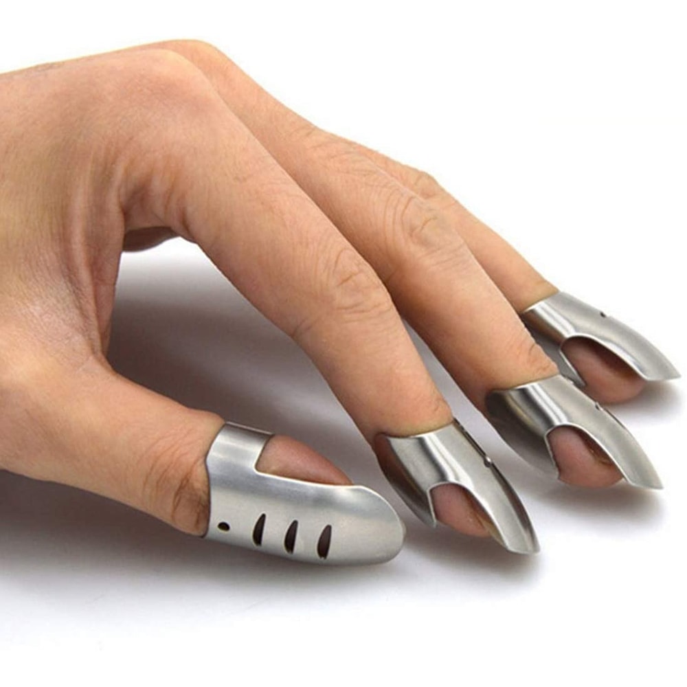 SafeSlice Stainless Steel Finger Guard Set for Kitchen Cutting and Chopping