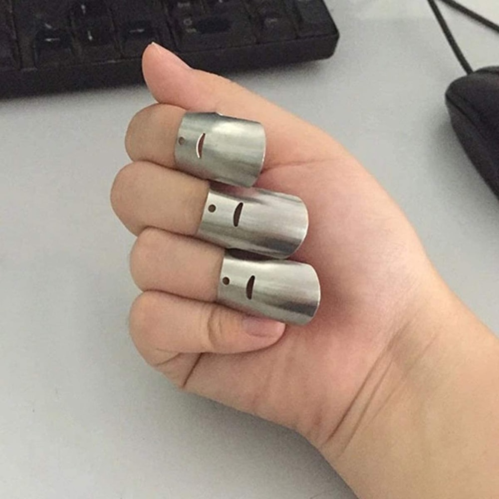 SafeSlice Stainless Steel Finger Guard Set for Kitchen Cutting and Chopping