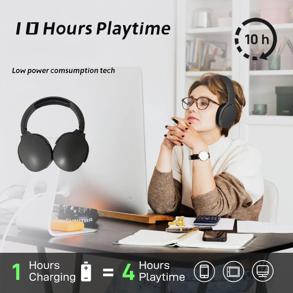 AeroTune Pro Bluetooth Headphones with HiFi Stereo, Noise Reduction & AUX Mode