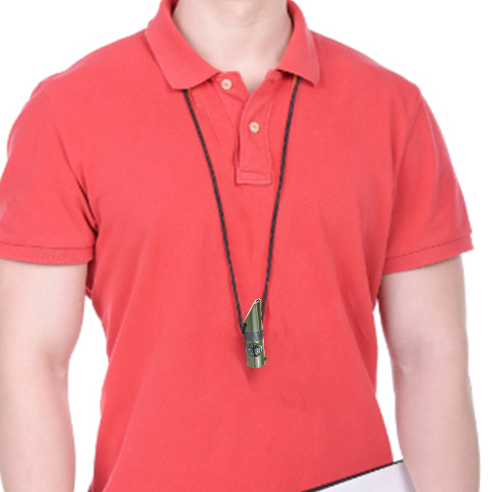 Survival Whistle with LED Light, Compass & Thermometer for Outdoor Emergency Safety