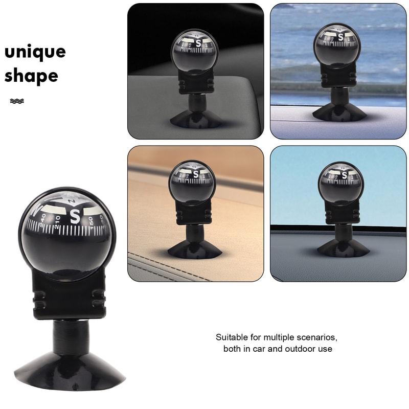 Dashboard Navigation Compass with Suction Mount for Cars, Boats & Outdoor Travel