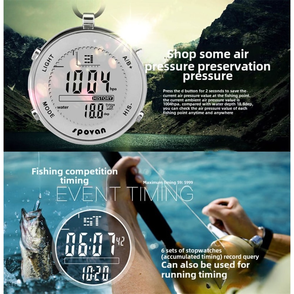 Spovan Waterproof Fishing Barometer Watch for Hiking, Camping & Outdoor Sports