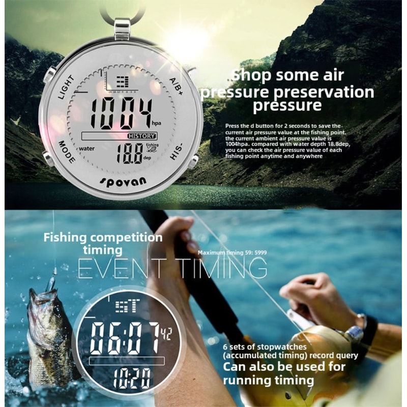 Spovan Waterproof Fishing Barometer Watch for Hiking, Camping & Outdoor Sports