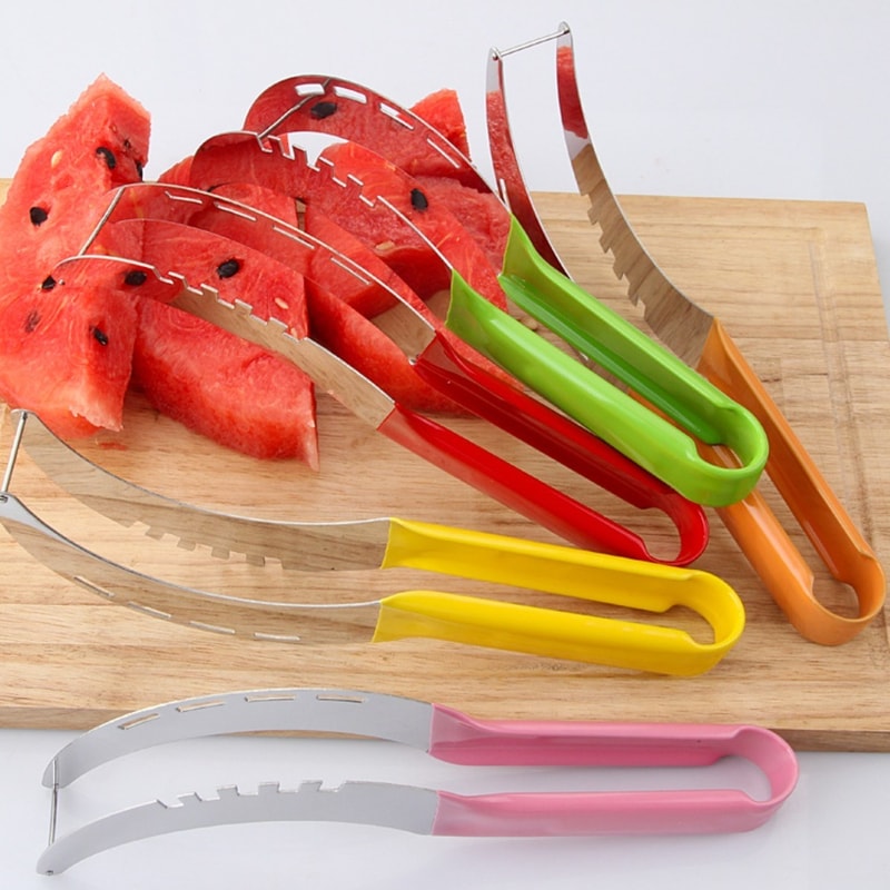 SafeGrip Watermelon Slicer Cutter Stainless Steel Fruit Knife Tool