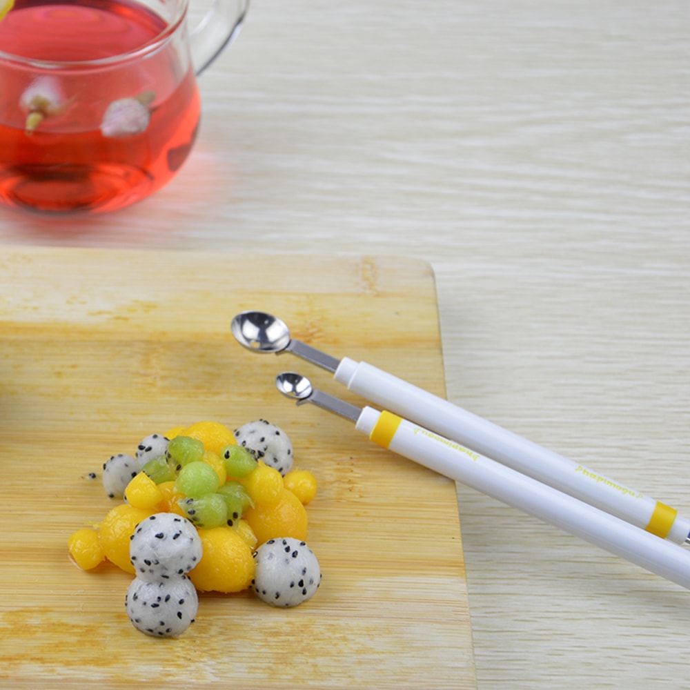 Stainless Steel Melon Baller Ice Cream Scoop DoubleEnded Fruit Carving Spoon 1