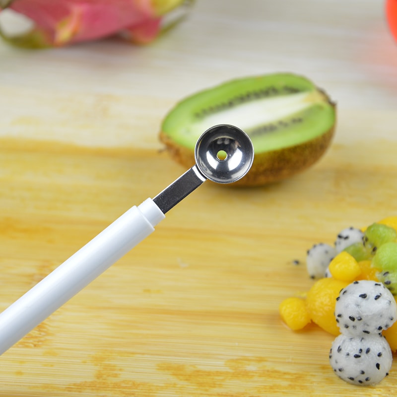 Stainless Steel Melon Baller Ice Cream Scoop DoubleEnded Fruit Carving Spoon 2