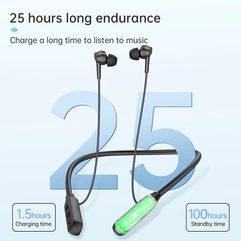 PulseBeat Pro Bluetooth Neckband Headphones with Deep Bass and HD Mic