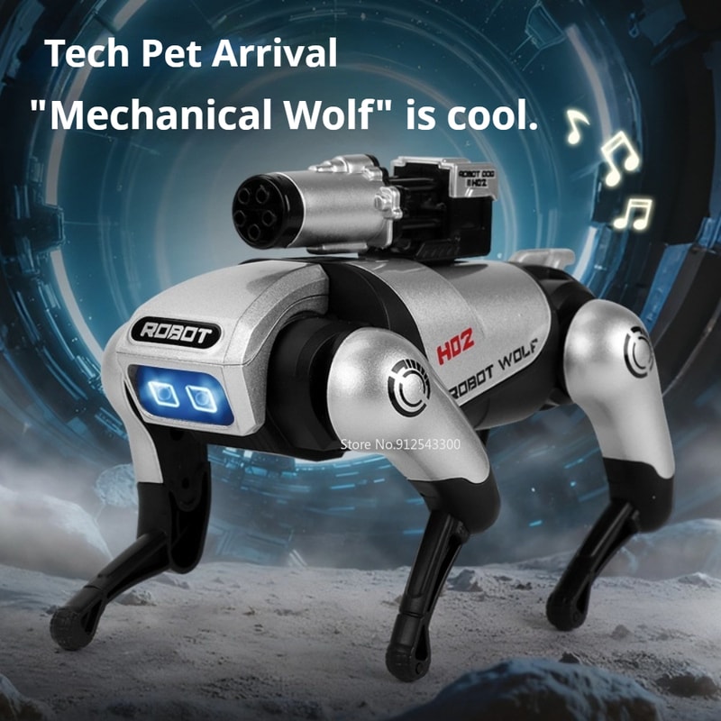 CyberWolf Interactive Robot Wolf Toy with Touch Sensor, Walking Motion, Lights and Sound