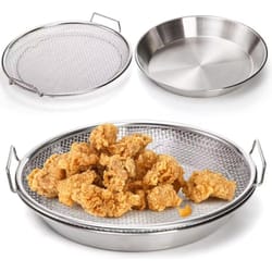 crispflow stainless steel frying basket & oil drip tray set