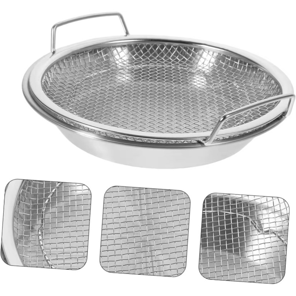 CrispFlow Stainless Steel Frying Basket Oil Drip Tray Set 2