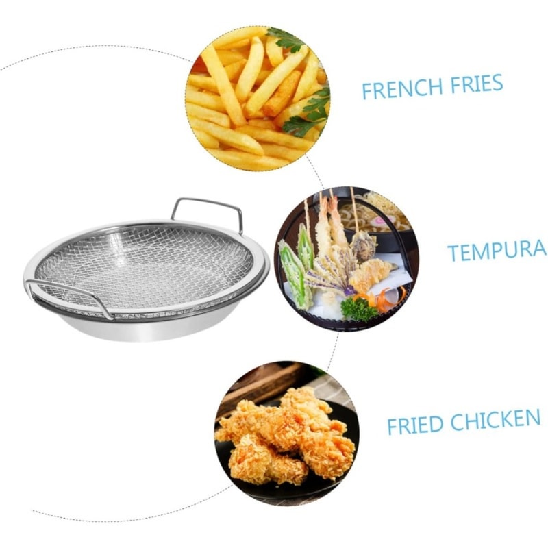 CrispFlow Stainless Steel Frying Basket Oil Drip Tray Set 4