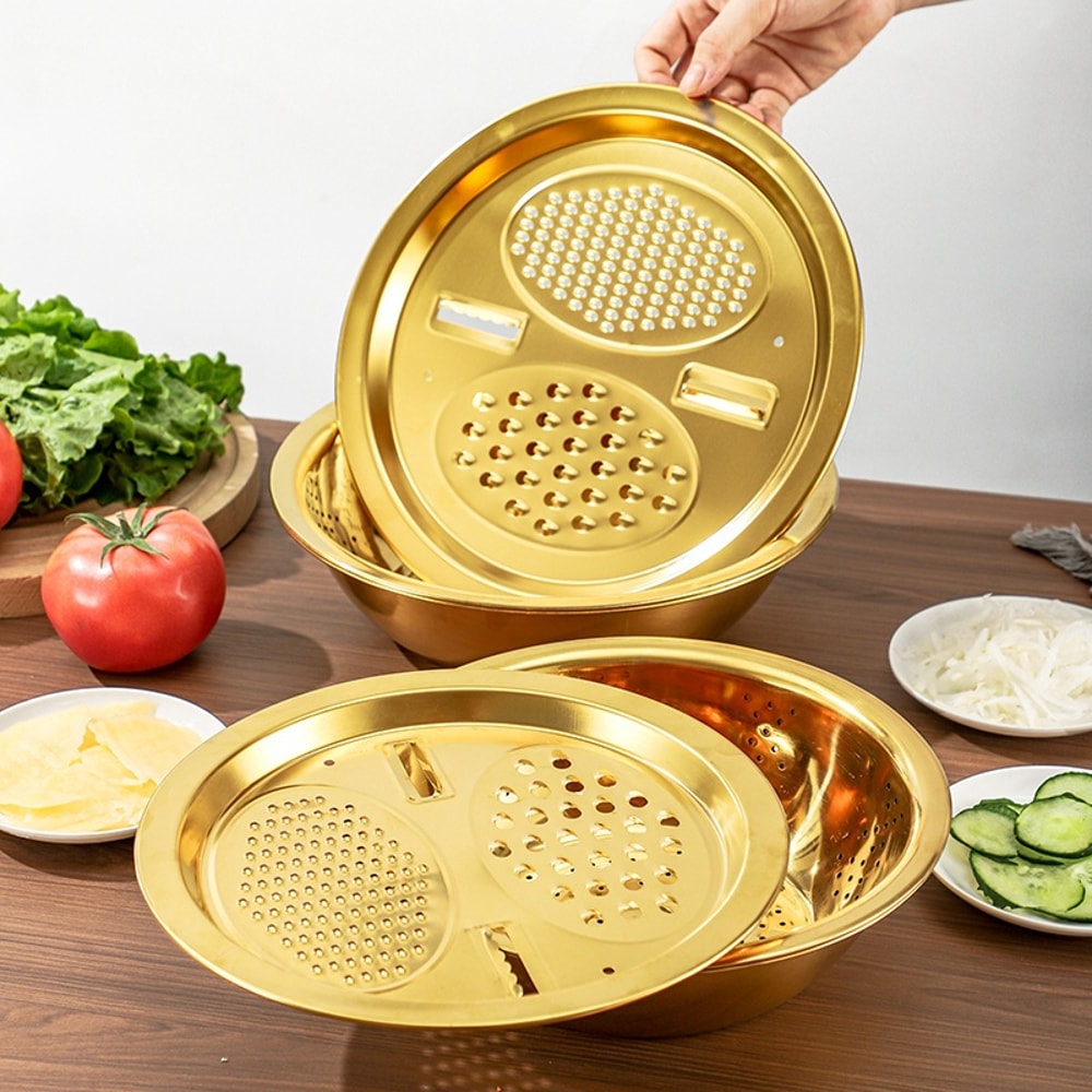 Stainless Steel Kitchen Prep Bowl Set with Grater, Strainer & Mixing Bowl