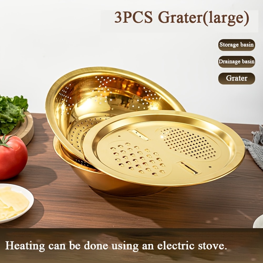 Stainless Steel Kitchen Prep Bowl Set with Grater, Strainer & Mixing Bowl
