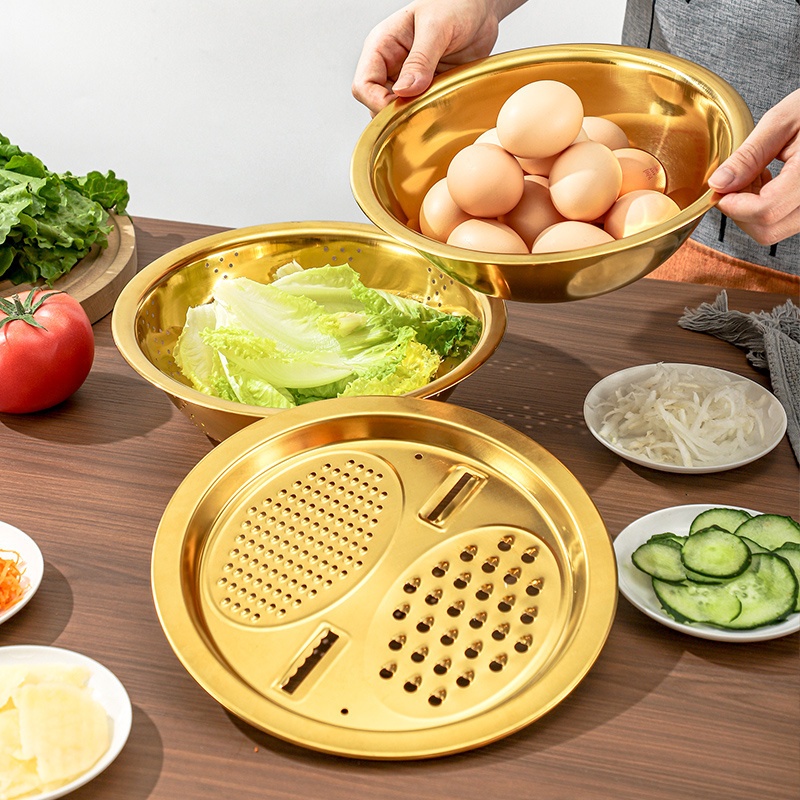 Stainless Steel Kitchen Prep Bowl Set with Grater, Strainer & Mixing Bowl