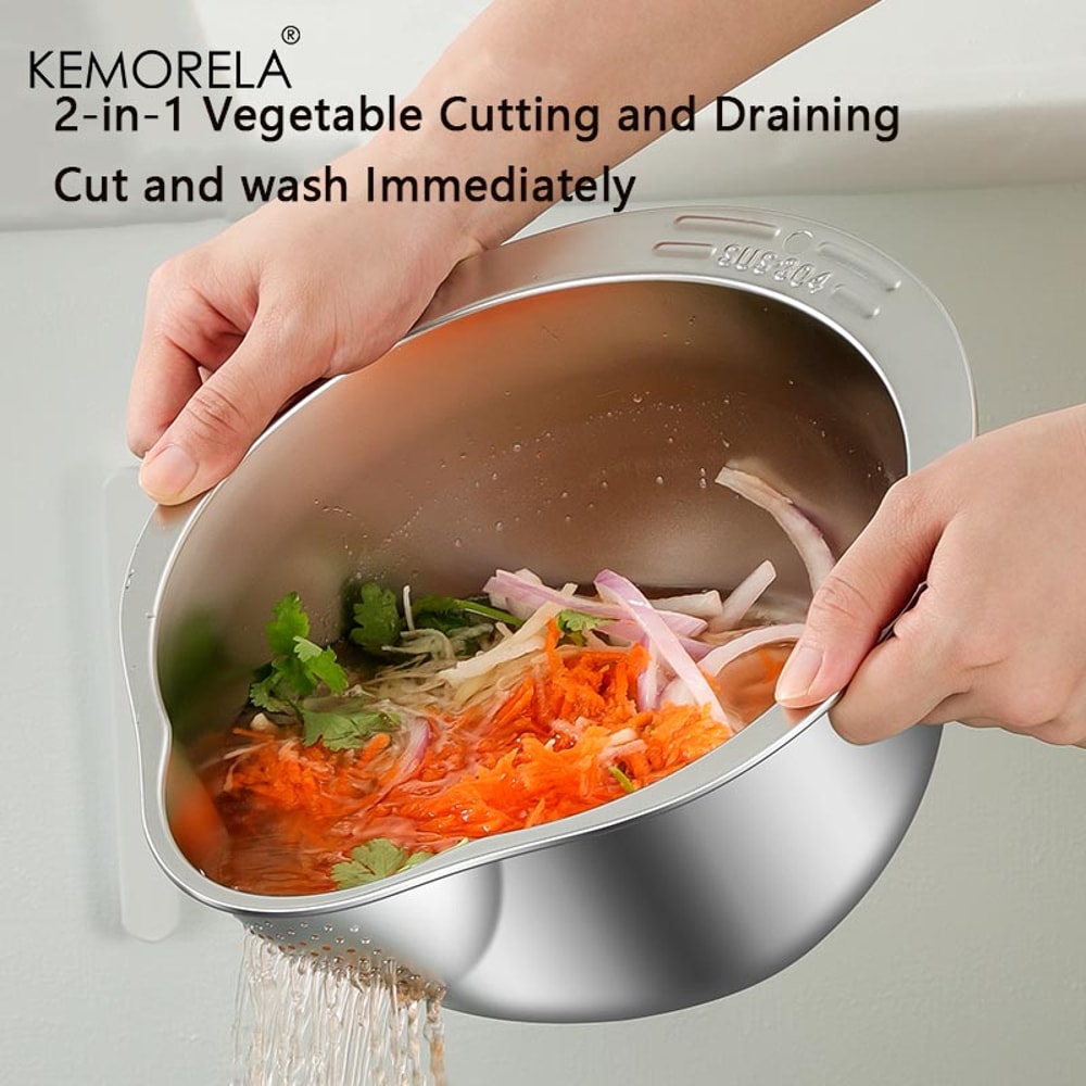 Stainless Steel Vegetable Drain Bowl And Rice Washing Strainer 4