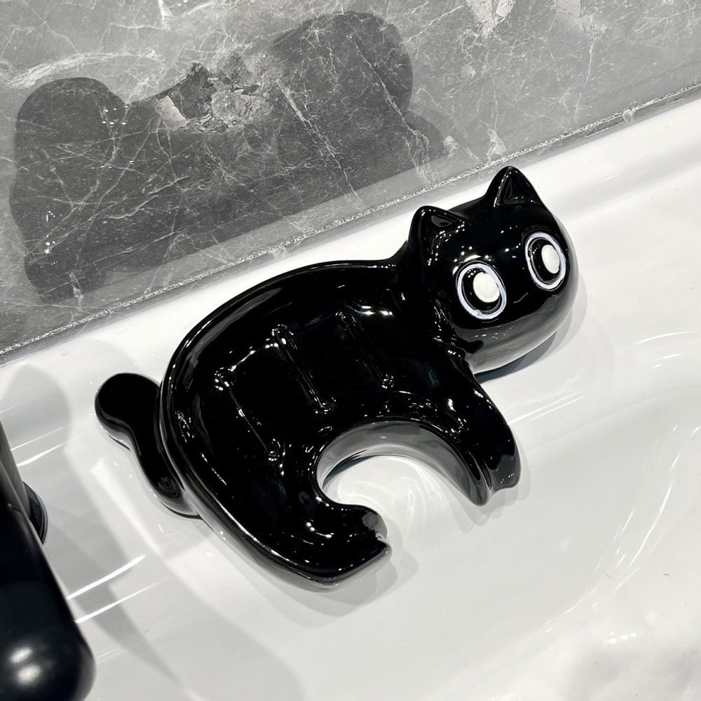 CatFlow Ceramic Soap Holder Dish for Bathroom Sink & Shower