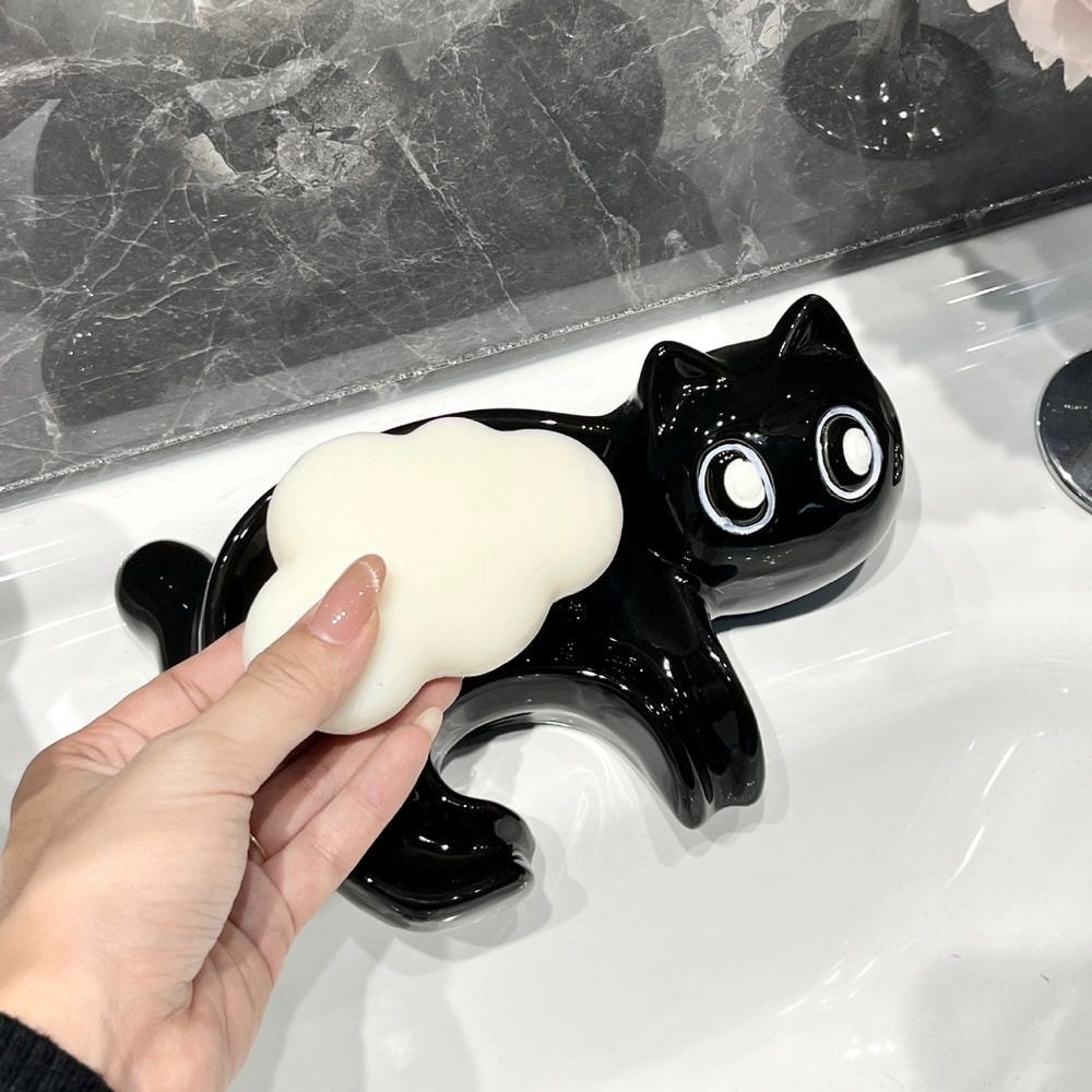 CatFlow Ceramic Soap Holder Dish for Bathroom Sink & Shower