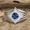 Blue Zircon Geometric Cocktail Ring For Women Elegant Banquet Jewelry 1