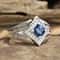 Blue Zircon Geometric Cocktail Ring For Women Elegant Banquet Jewelry 2