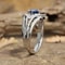 Blue Zircon Geometric Cocktail Ring For Women Elegant Banquet Jewelry 3