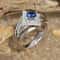 Blue Zircon Geometric Cocktail Ring For Women Elegant Banquet Jewelry 4