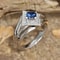 Blue Zircon Geometric Cocktail Ring For Women Elegant Banquet Jewelry 4