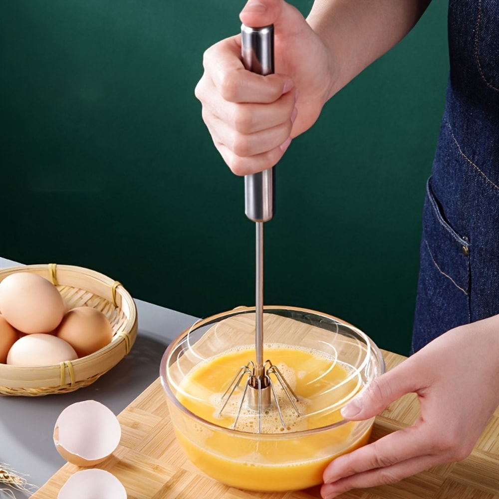Semi Automatic Stainless Steel Egg Whisk Manual Hand Mixer for Baking & Cream Mixing