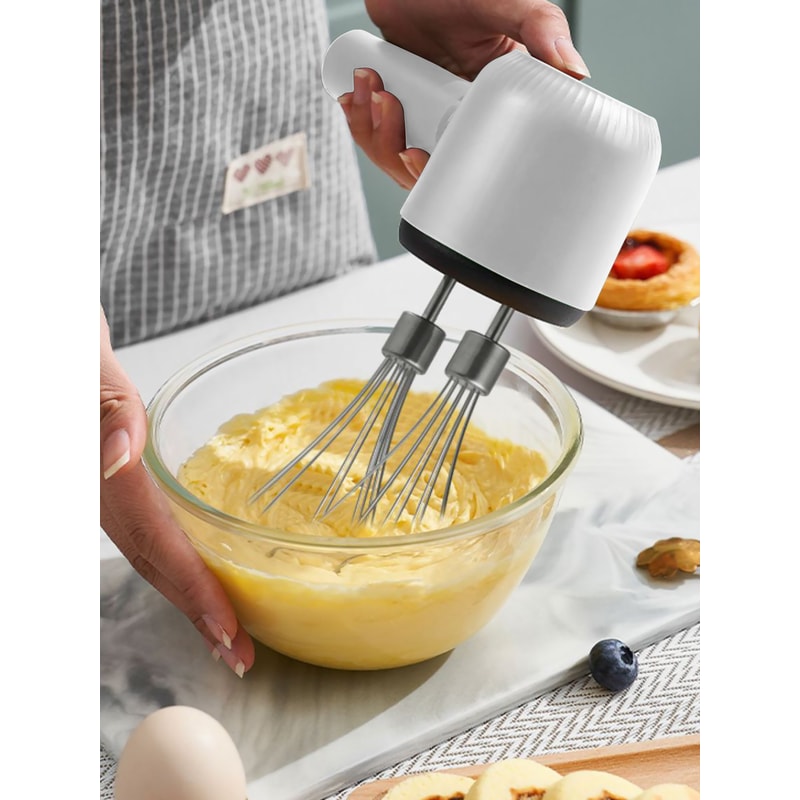 USB Rechargeable Electric Milk Frother and Hand Mixer with Dual Whisks