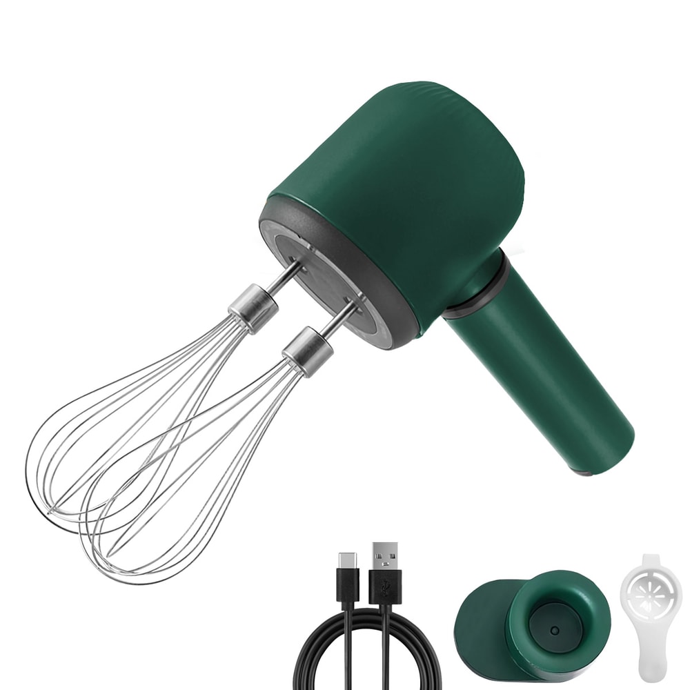 USB Rechargeable Electric Milk Frother and Hand Mixer with Dual Whisks