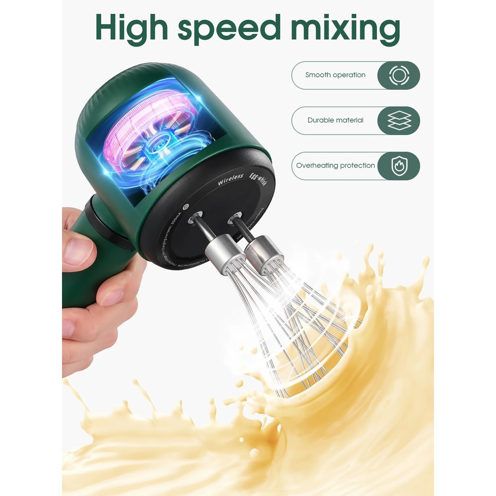 USB Rechargeable Electric Milk Frother and Hand Mixer with Dual Whisks