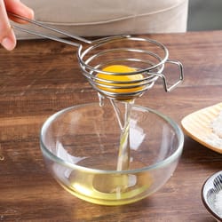 stainless steel egg separator with long handle for easy baking & cooking