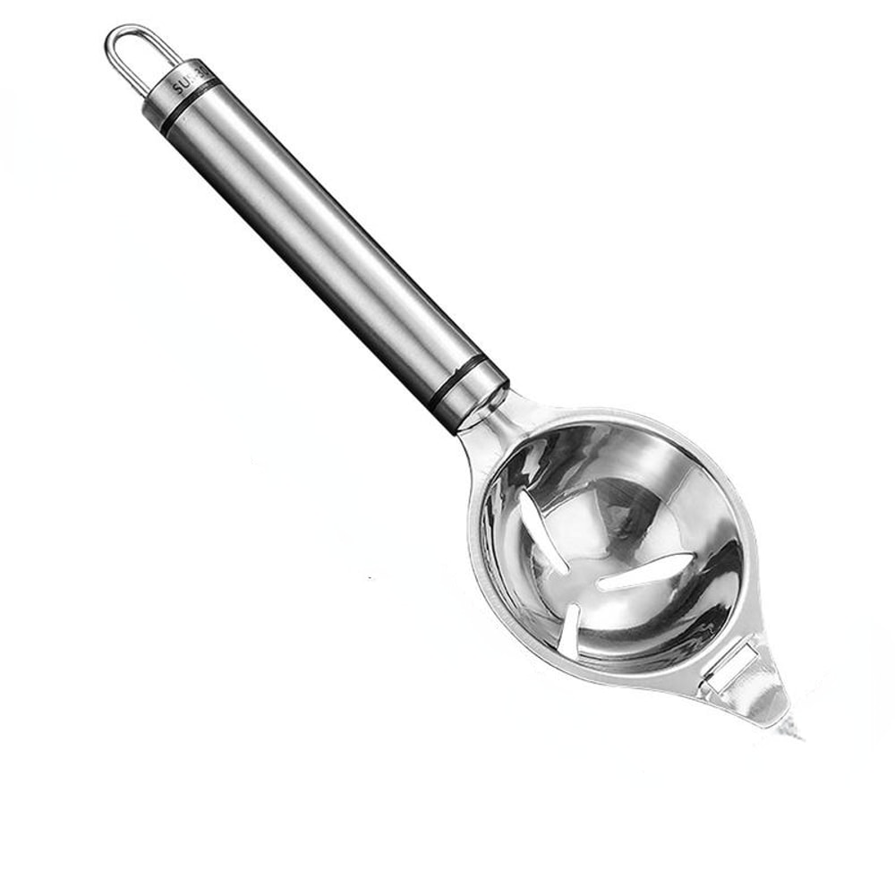 Stainless Steel Egg Separator with Long Handle for Fast & Mess Free Baking