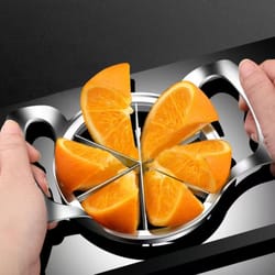 stainless steel apple cutter and fruit slicer with comfort grip handle