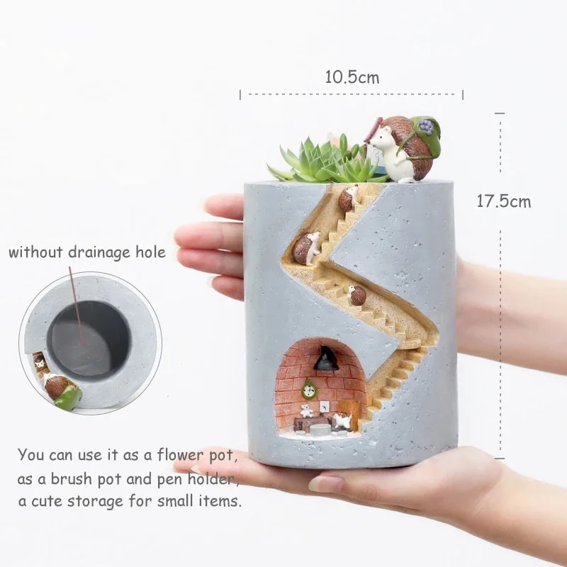 Hedgehog Succulent Planter Pot For Cute Desk And Home Decor 2