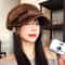 Vintage PU Leather Beret For Women Retro British Newsboy Baker Boy Cap 1