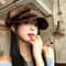 Vintage PU Leather Beret For Women Retro British Newsboy Baker Boy Cap 2