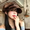 Vintage PU Leather Beret For Women Retro British Newsboy Baker Boy Cap 2