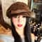 Vintage PU Leather Beret For Women Retro British Newsboy Baker Boy Cap 3