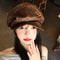 Vintage PU Leather Beret For Women Retro British Newsboy Baker Boy Cap 4