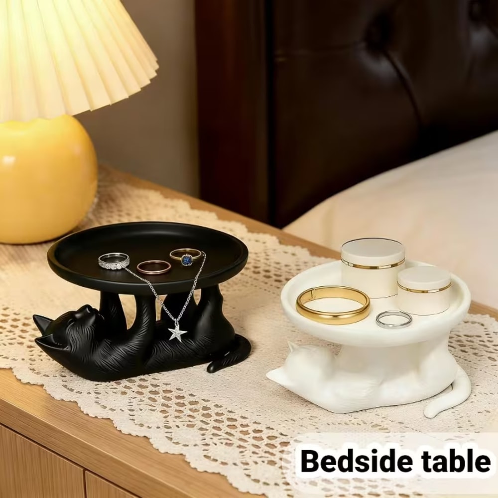 Cute Cat Jewelry Organizer Tray for Keys Earrings and Desktop Decor