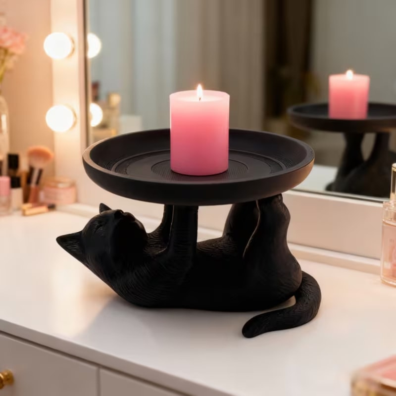 Cute Cat Jewelry Organizer Tray for Keys Earrings and Desktop Decor