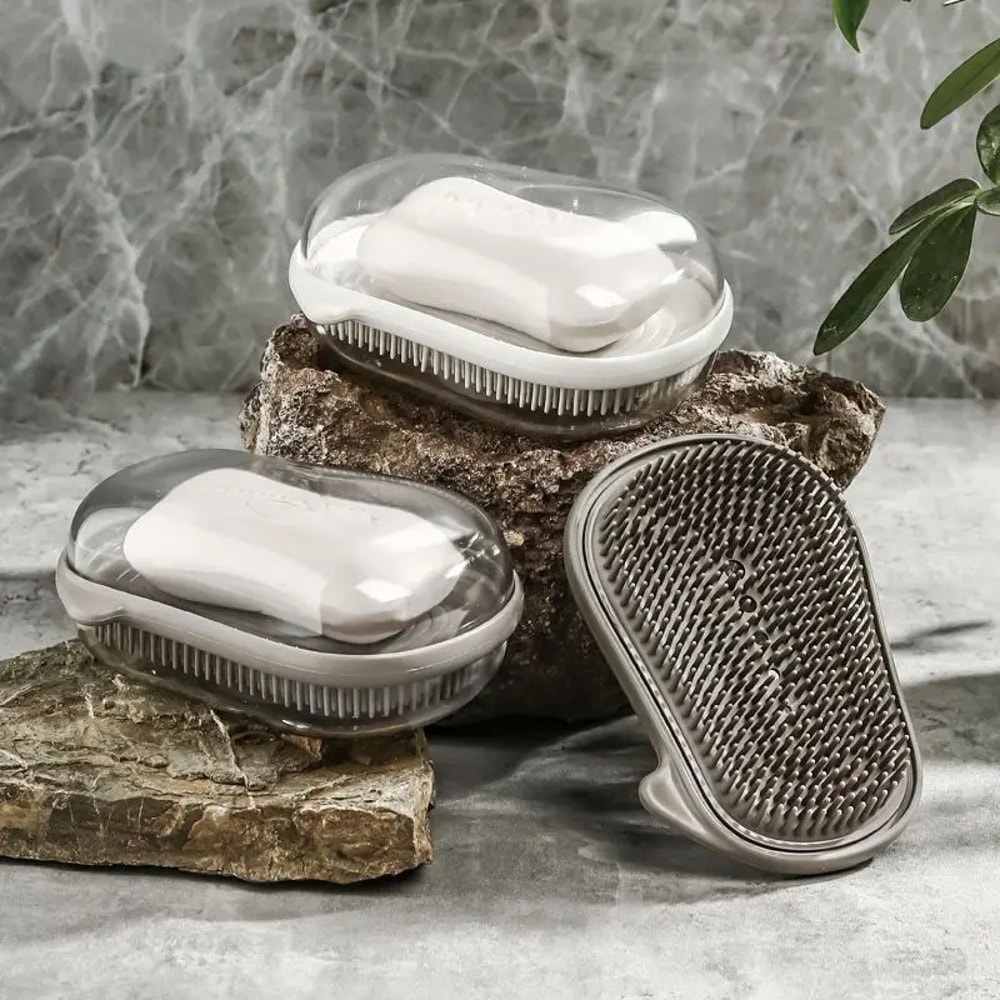 Silicone Travel Soap Holder With Lid And Drainage Tray For Bathroom Gym Camping 0