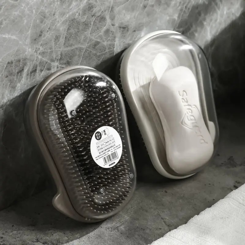 Silicone Travel Soap Holder With Lid And Drainage Tray For Bathroom Gym Camping 4