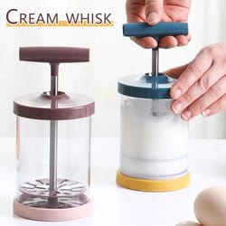 handheld manual cream & milk frother whisk – cafe style foam maker