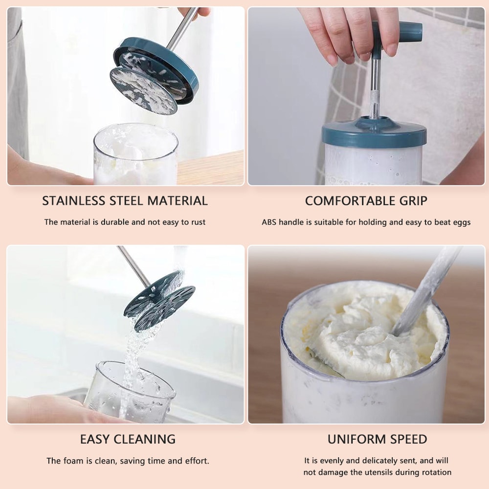 Handheld Manual Cream & Milk Frother Whisk – Cafe Style Foam Maker