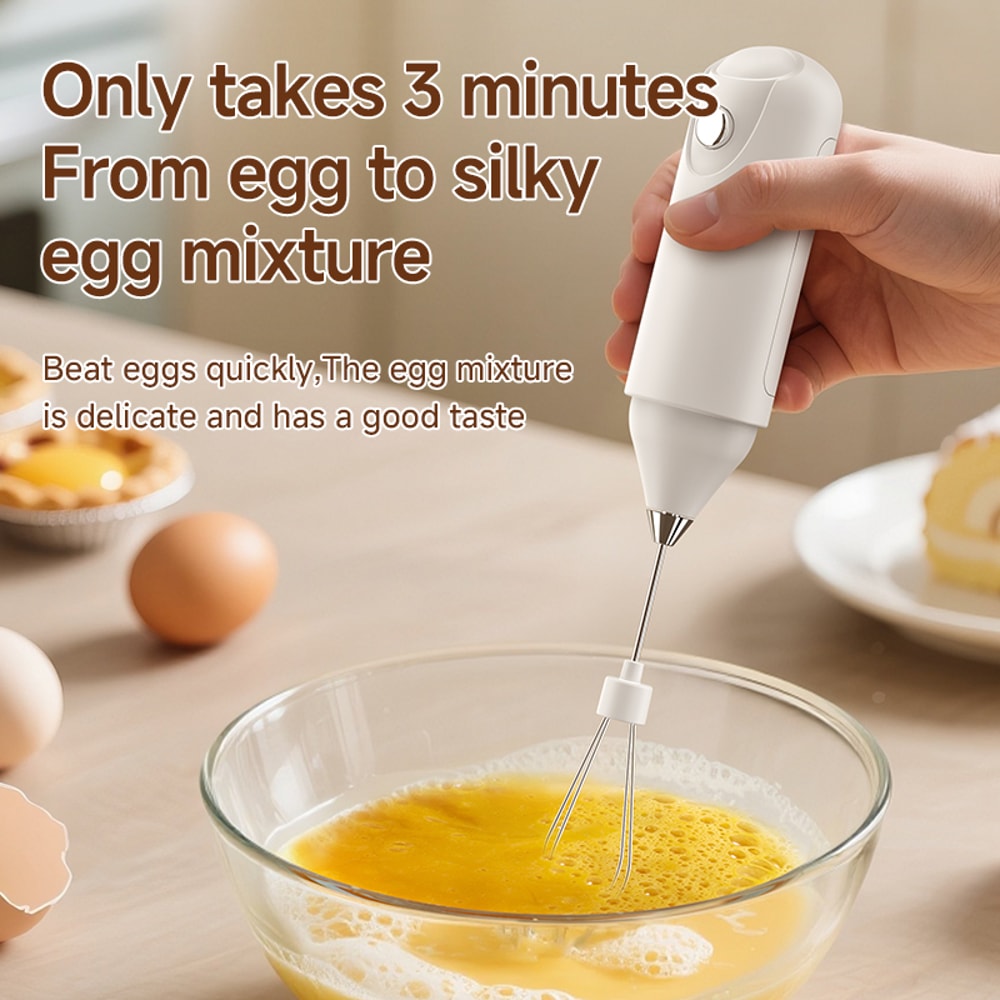 Portable Electric Milk Frother and Egg Beater for Coffee, Baking, and Cream Mixing